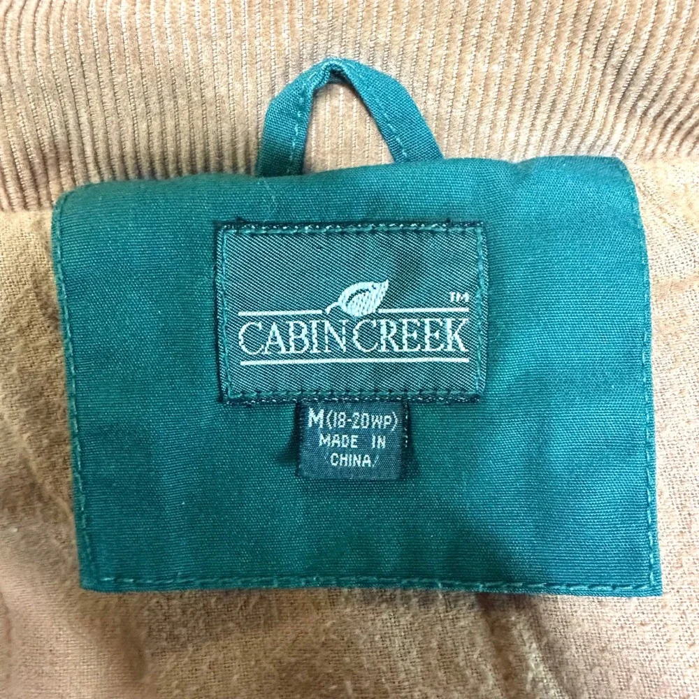 CABIN CREEK Vintage‎ Green Corduroy Collar Barn Jacket Chore Coat Women's M